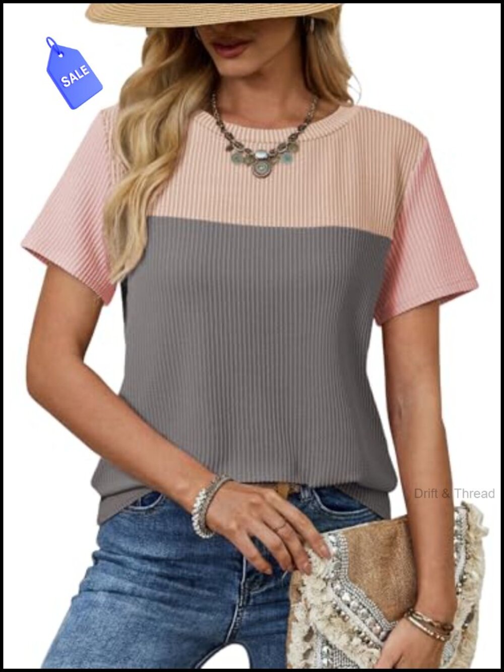 Womens Summer Loose Fit Crewneck Knitted Short Sleeve T Shirt Casual Top